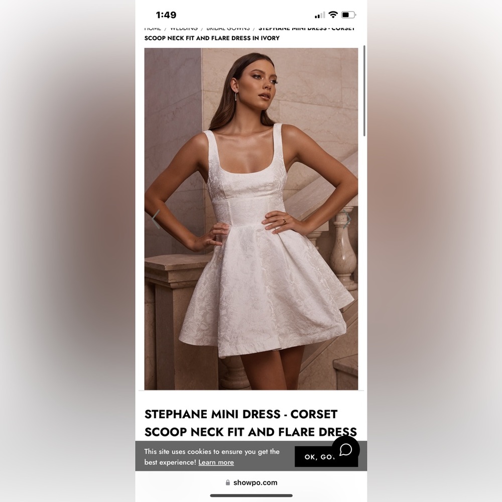 STEPHANE MINI DRESS - CORSET SCOOP NECK FIT AND FLARE DRESS IN IVORY